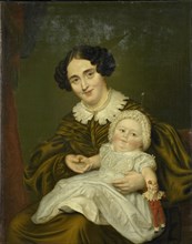 Mrs. Carp and her little boy, 1835-1843. Creator: Louis Moritz.