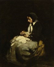 Woman sewing, 1850-1891. Creator: Theodule Ribot.