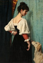 Young Woman, with 'Puck' the Dog, c.1885-c.1886. Creator: Thérèse Schwartze.