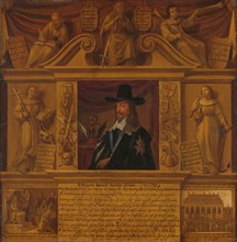 Portrait of Charles I, King of England, in a Frame with Allegorical Figures and Historical Represent Creator: Anon.