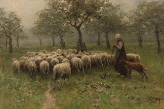 Shepherdess with a Flock of Sheep, c.1870-c.1888. Creator: Anton Mauve.