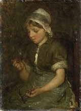 Girl with Cherries, c.1860-c.1914. Creator: Bernardus Johannes Blommers.