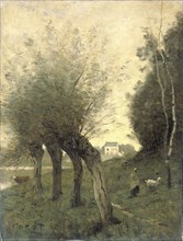 Landscape with Pollard Willows, 1840-1875. Creator: Jean-Baptiste-Camille Corot.