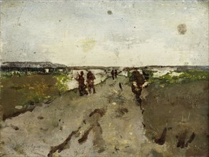 Landscape near Waalsdorp, with Soldiers on Maneuver, c.1880-c.1923. Creator: George Hendrik Breitner.
