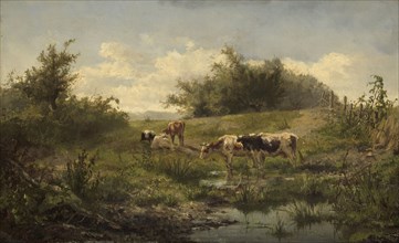 Cows at a Pond, 1856-1858. Creator: Gerard Bilders.