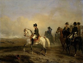 Emperor Napoleon I and his staff on horseback, 1810-1850. Creator: Emile Jean-Horace Vernet.