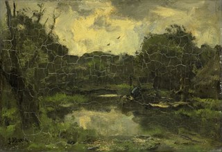 Landscape with barge, c.1886.  Creator: Jacob Henricus Maris.