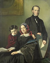 Mrs A.J. Schmidt-Keiser...with her brother J.N. Keiser and her ten-year-old son, 1858.  Creator: Jacob Spoel.