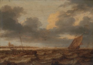 Fishing Boats in Choppy Waters, c.1630. Creator: Jan Porcellis.
