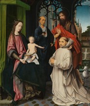 Virgin and Child Enthroned, with Saints Jerome and John the Baptist and a Carthusian Monk, c.1510. Creator: Jan Provoost.