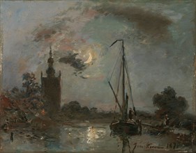 Overschie in the Moonlight, 1871. Creator: Johan Barthold Jongkind.