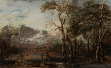 Wooded Landscape with Hunter/Winter Landscape, c.1642-1643. Creator: Aert van der Neer.