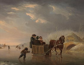 Winter Scene (Horse-Sleigh on the Ice), 1790-1814. Creator: Andries Vermeulen.