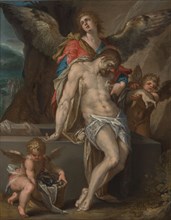 Angels carry the body of Christ - Pietà, c.1587.  Creator: Bartholomeus Spranger.