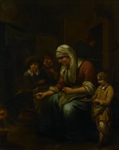 Woman making pancakes, 1670-1709. Creator: Bernardus van Schijndel.