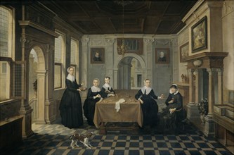 Five Ladies in an Interior, c.1630-c.1652. Creator: Dirck van Delen.