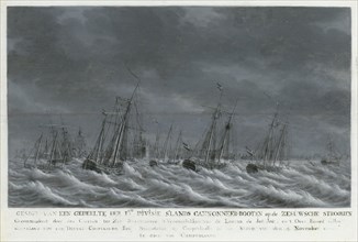 The Batavian Fleet off Veere, 1800, 1800-1809. Creator: Engel Hoogerheyden.