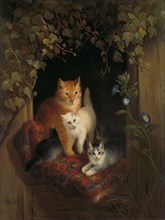 Cat with Kittens, 1844. Creator: Henriette Ronner.