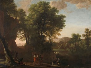 Landscape with the baptism of the eunuch, 1630-1639. Creator: Herman van Swanevelt.