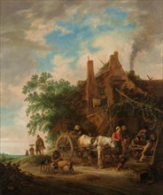 Country inn with horse and wagon, 1640-1649. Creator: Isaac van Ostade.