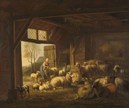 Sheep and Goats in a Stable, 1821. Creator: Jan van Ravenswaay.