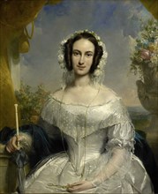 Agatha Petronella Hartsen (1814-1878) wearing her wedding dress..., 17 March 1841, (1841).  Creator: Jan Willem Pieneman.
