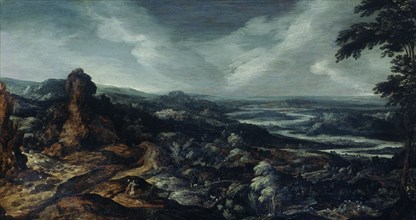 Panoramic Landscape with Tobias and the Angel, 1615-1625. Creator: Kerstiaen de Keuninck.