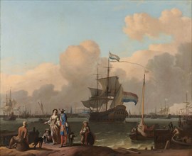 The Y at Amsterdam, with the Frigate 'De Ploeg', 1680-1708. Creator: Ludolf Bakhuizen.