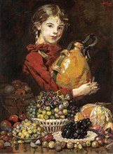 Monarosa, the painter's daughter, as a fruit seller, 1914.  Creator: Martin Monnickendam.