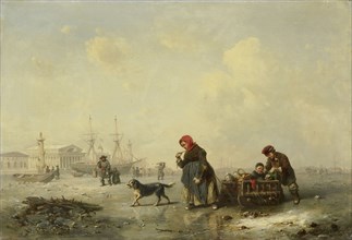 The Neva at St Petersburg (Leningrad) in the Winter, 1844. Creator: Theodor Hildebrandt.