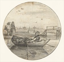 Peasant Girl with a Calf in a Rowboat, c.1625. Creator: Adriaen van de Venne.