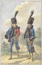 Two standing soldiers, 1807. Creator: Jan Antony Langendijk.
