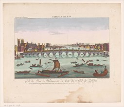 View of Westminster Bridge in London, 1755-1779. Creator: Balthasar Friedrich Leizelt.
