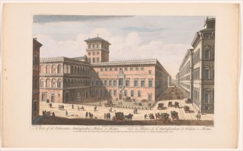 View of the Palazzo Venezia in Rome, 1750. Creator: Thomas Bowles.