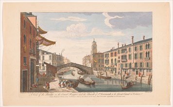 View of the Ponte delle Guglie over the Canale di Cannaregio in Venice, 1750. Creator: Thomas Bowles.
