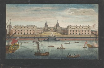 View of Greenwich Hospital on the River Thames at Greenwich, 1751. Creator: John June.