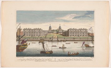 View of Greenwich Hospital on the River Thames at Greenwich, 1751. Creator: John June.