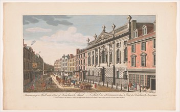 View of Ironmongers' Hall on Fenchurch Street in London, 1753. Creator: Thomas Bowles.