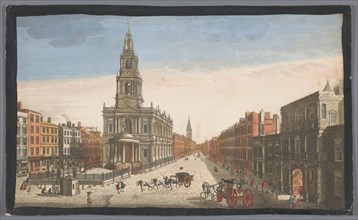 View of Somerset House and Saint Mary-le-Strand Church in London, 1753. Creator: Thomas Bowles.