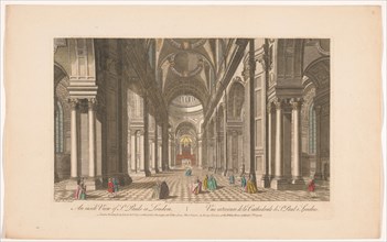 View of the interior of Saint Paul's Cathedral in London, 1753. Creator: Johann Michael Muller.