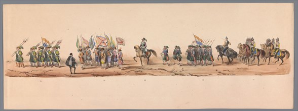 Historical parade at the second centenary of the Utrecht University, 1836 (plate 9), 1837. Creator: Victor Adam.