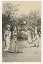 Men and women play croquet, 1905 or earlier.  Creator: Anna Maria Kruijff.