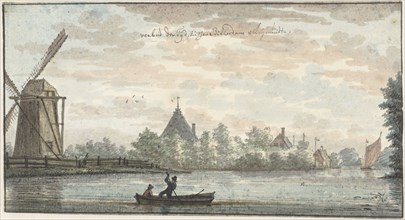 'De Vos' Windmill and the 'Verbeid de Tijd' house on the Drecht..., 1701-1759.  Creator: Cornelis Pronk.
