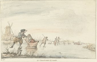 Winter scene on the Black Water near Zwolle, 1661-1693. Creator: Gerrit Grasdorp.
