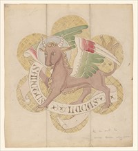 Design for embroidery: bull, symbol of St Luke the Evangelist, c.1850-c.1875. Creator: Hardman & Co..
