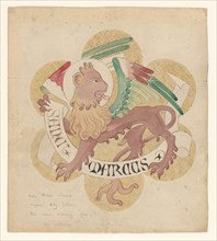 Design for embroidery: lion, symbol of St Mark the Evangelist, c.1850-c.1875. Creator: Hardman & Co..