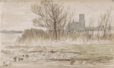 View of Kralingen on the water, 1865. Creator: Johannes Tavenraat.