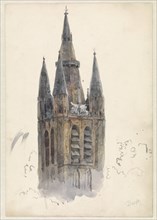 Church Tower in Delft, 1834-1893. Creator: Willem Antonie van Deventer.