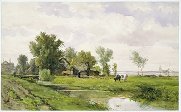 Farmhouse by a Ditch, 1875-1880. Creator: Willem Roelofs.