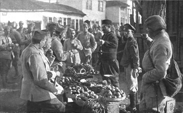 'L'Occupation Francaise en Bulgarie; Nos soldats au marche de Kustendil', 1918. Creator: Unknown.